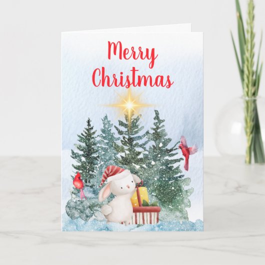 Bunny & Cardinals  Feestdagen Kaart (Voorkant)