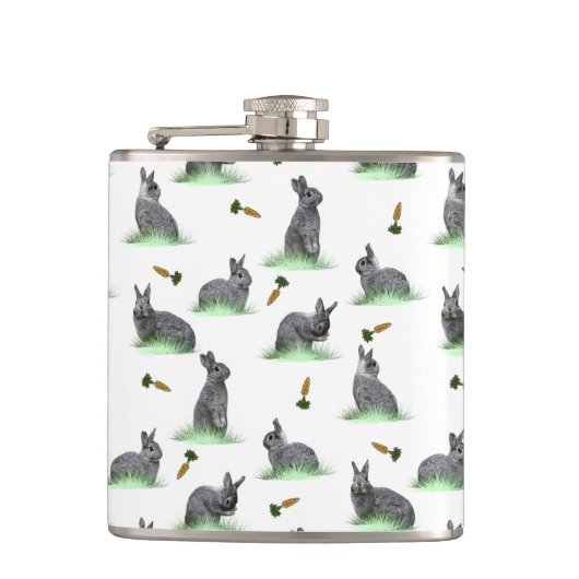 Bunny Carrot Craze Hip Flask (kies kleur) Heupfles (Voorkant)