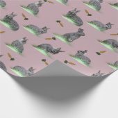 Bunny Carrot Craze Wrapping Paper (Stusty Pink) Cadeaupapier (Hoek)