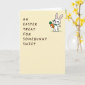 Bunny Carrot Treat Easter Card Kaart (Gele Bloem)