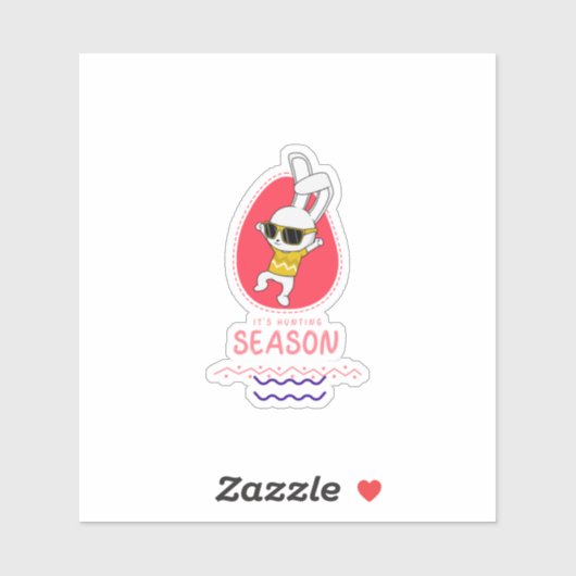 Bunny Cartoon Cute Animal Hunting Rabbit Sticker (Vel)