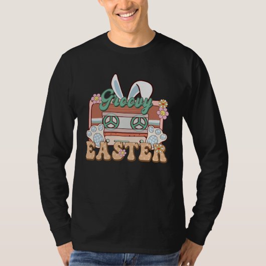 Bunny Cassette Retro Groovy Easter Day T-shirt (Voorkant)