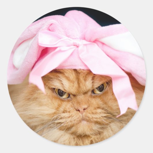 Bunny Cat Easter Classic Round Sticker (Voorkant)