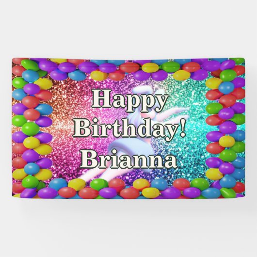 Bunny Cheerleader Gepersonaliseerd karakter verjaa Spandoek (Horizontaal)