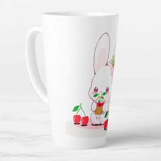Bunny & Cherries Latte Mok (Linkerhoek)