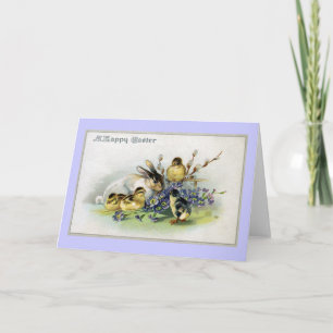 Bunny, Chicks en Primroses Pasen Feestdagen Kaart