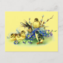Bunny & Chicks  stijl Pasen Briefkaart
