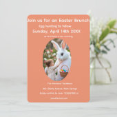 Bunny & Child Photo Oval Frame Easter Kaart (Staand voorkant)