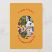 Bunny & Child Photo Oval Frame Easter Kaart (Achterkant)