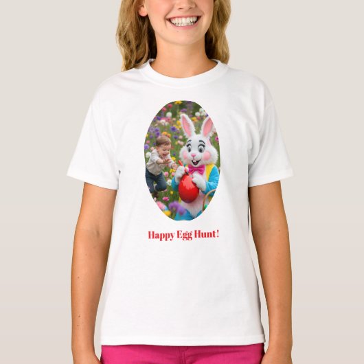 Bunny & Child Photo Oval Frame Easter T-shirt (Voorkant)