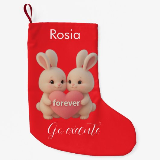 Bunny Christmas Stocking – Personal Holiday Ch arm Kleine Kerstsok (Voorkant)