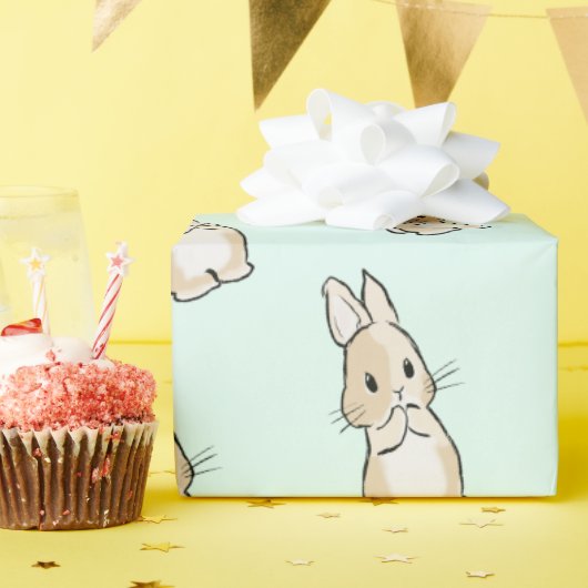 Bunny cleaning paws cadeaupapier (Verjaardagsfeest)