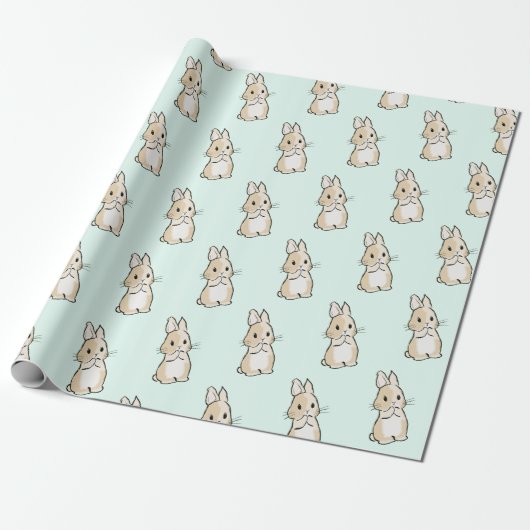 Bunny cleaning paws cadeaupapier (Uitgerold)
