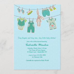 Bunny Clothesline Baby shower Uitnodiging