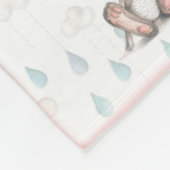Bunny Clouds & Raindrops - Roze Fleece Deken (Hoek)