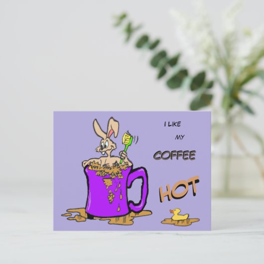 Bunny Coffee Lover Cust. Briefkaart (Staand voorkant)