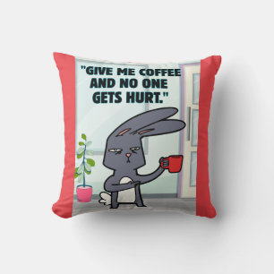 bunny coffee quote kussen