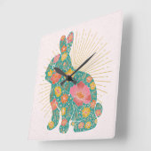 Bunny  Colorful Pastel Vierkante Klok (Hoek)