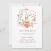 Bunny  Coral Foliage Virtual Baby shower Kaart (Voorkant)
