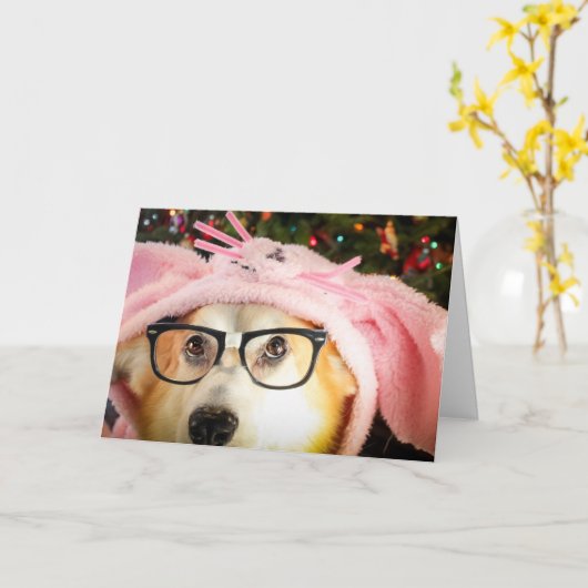 Bunny Corgi Easter-groet Kaart (Gele Bloem)