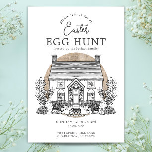 Bunny Cottage Easter Egg Hunt Party Uitnodigingen