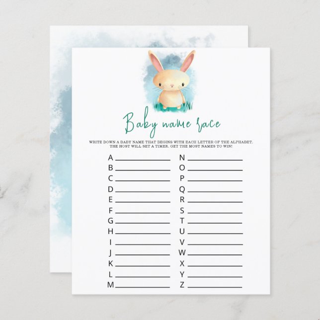 Bunny cub - Baby name race game (Voorkant / Achterkant)