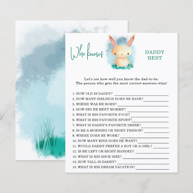 Bunny cub die papa het beste spel kent (Voorkant / Achterkant)