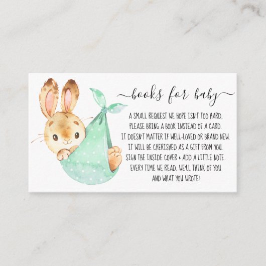 Bunny Cute Boy Book Request for Baby shower Informatiekaartje (Voorkant)