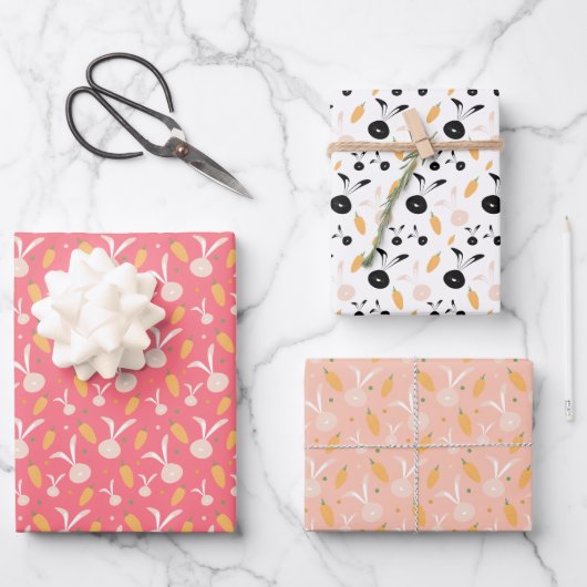 Bunny Cute Easter Pattern Inpakpapier Vel (Voorkant)