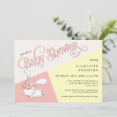 Bunny Cute Pastel Girl Baby shower Kaart (Staand voorkant)