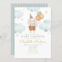 Bunny Cute Pink & Baloons Cloud Baby shower