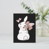 Bunny Cute Rabbit Leopard Bow Tie Girls Women Briefkaart (Staand voorkant)