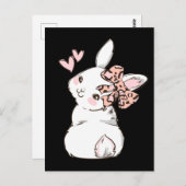 Bunny Cute Rabbit Leopard Bow Tie Girls Women Briefkaart (Voorkant / Achterkant)