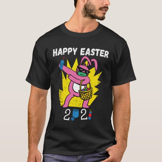Bunny Dabbing Happy Easter 2021 Bunny Wearing Face T-shirt (Voorkant)