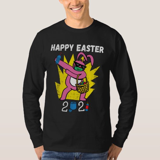 Bunny Dabbing Happy Easter 2021 Bunny Wearing Face T-shirt (Voorkant)