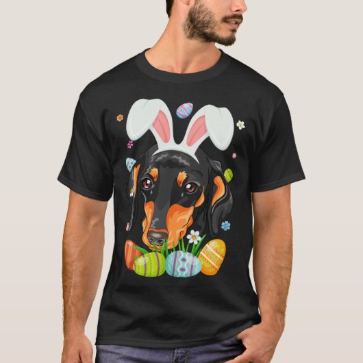 Bunny Dachshund Dog Head Easter Eggs Wiener Easter T-shirt (Voorkant)