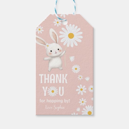 Bunny Daisy 1e Verjaardag Bedankt Cadeau Label Cadeaulabel (Voorkant)