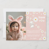 Bunny Daisy 1e Verjaardag Foto Dank je Kaart (Voorkant)