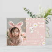 Bunny Daisy 1e Verjaardag Foto Dank je Kaart (Staand voorkant)