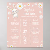 Bunny Daisy 1e Verjaardagsfeestje Mijlpaal teken Poster (Voorkant)