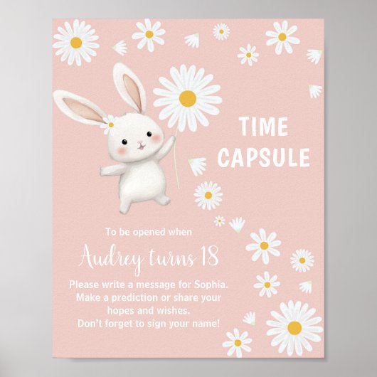 Bunny Daisy Eerste Verjaardag Tijd Capsule Teken Poster (Voorkant)