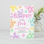 Bunny Daisy Floral Pastel Lente 5e Verjaardag Kaart (Staand voorkant)