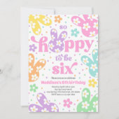 Bunny Daisy Floral Pastel Lente 6e Verjaardag Kaart (Voorkant)