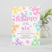 Bunny Daisy Floral Pastel Lente 6e Verjaardag Kaart (Staand voorkant)