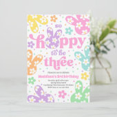 Bunny Daisy Floral Pastel Spring 3e verjaardag Kaart (Staand voorkant)