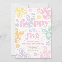 Bunny Daisy Floral Pastel Spring 5th Birthday Kaart