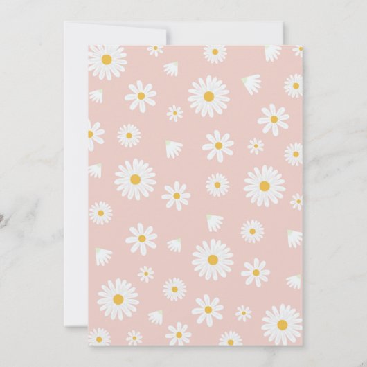 Bunny Daisy Roze Meisje Verjaardagsfeestuitnodigin Kaart (Achterkant)