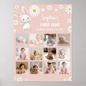 Bunny Daisy Verjaardagsfoto Milestone Poster (Voorkant)
