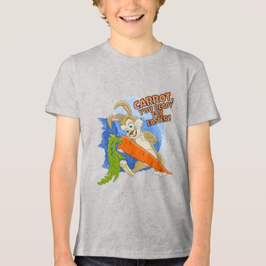 Bunny Dancing Met Wortel - Klaar Voor Pasen Tri-Blend Shirt (Voorkant)