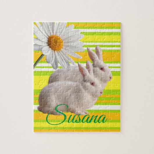 Bunny Decorative Jigzaag Puzzle Daisy Legpuzzel (Verticaal)